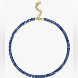 NEW 18K Gold Plated Sapphire Color Choker Necklace